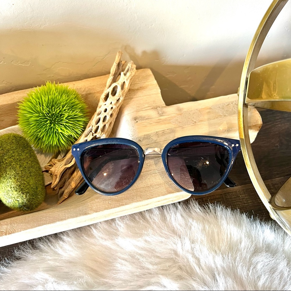 Spitfire England Blue Chunky Full Plastic Thick Rimmed Cat Eye Sunglasse…